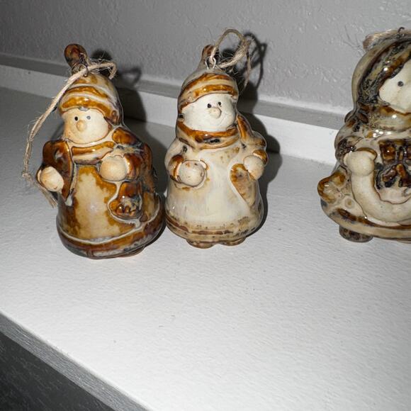 Rustic Stoneware Christmas Ornaments Set • Santa Angel Bear Moose • 12 Figurines - Picture 4 of 9